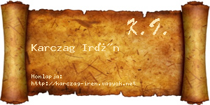 Karczag Irén névjegykártya